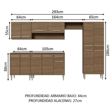 ARMARIO DE COCINA MADESA GREM293001 1 CAJÓN COMPLETO 293CM EMILLY 01 - 6