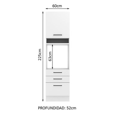 MUEBLE DE COCINA MADESA AGATA 3 CAJONES TORRE PARA HORNOS 60 CM - 2