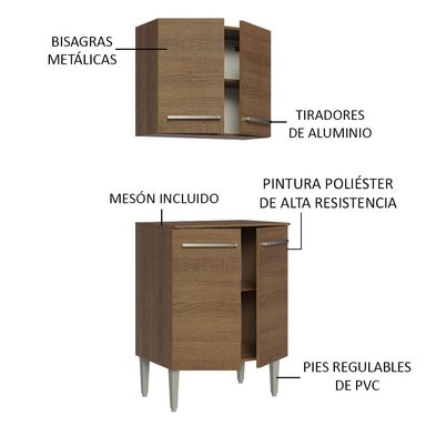 KIT DE ALACENA Y MOSTRADOR MADESA EMILLY DE COCINA 64 CM - 3