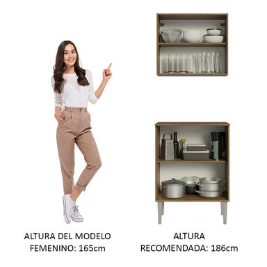 KIT DE ALACENA Y MOSTRADOR MADESA EMILLY DE COCINA 64 CM - 6