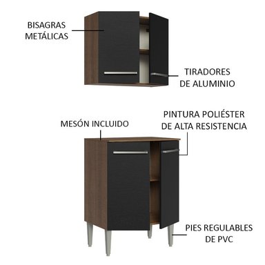 KIT DE ALACENA Y MOSTRADOR MADESA EMILLY DE COCINA 64 CM - 3