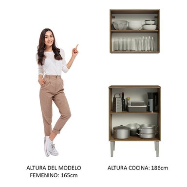 KIT DE ALACENA Y MOSTRADOR MADESA EMILLY DE COCINA 64 CM - 6