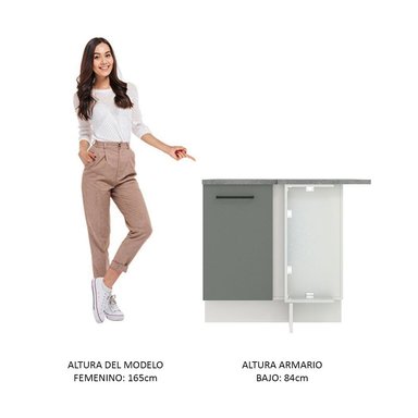 MUEBLE DE COCINA AGATA - MOSTRADOR DE ESQUINA 1 PUERTA - BLANCO/GRIS - 4
