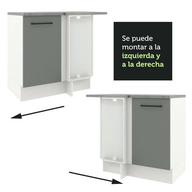 MUEBLE DE COCINA AGATA - MOSTRADOR DE ESQUINA 1 PUERTA - BLANCO/GRIS - 6