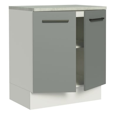 MUEBLE DE COCINA AGATA 70 CM 2 PUERTAS - BLANCO/GRIS - 3