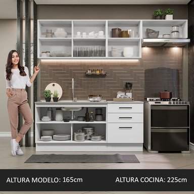 MUEBLE DE COCINA MADESA GRAG260002 3 CAJONES AGATA INTEGRAL 260 CM - 4
