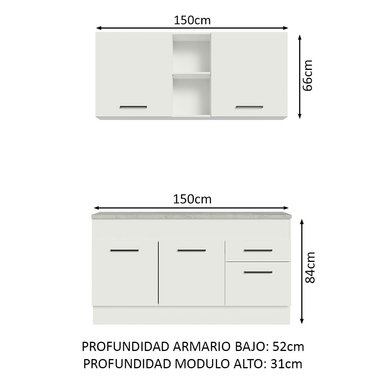 MUEBLE DE COCINA MADESA AGATA 2 CAJONES INTEGRAL COMPACTA 150 CM CON ENCIMERA - 3