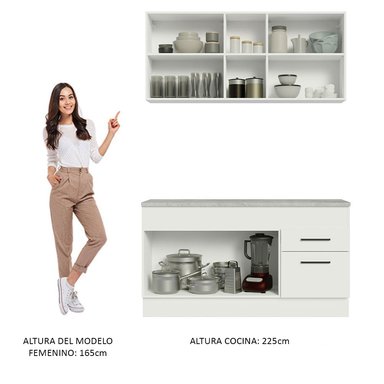 MUEBLE DE COCINA MADESA AGATA 2 CAJONES INTEGRAL COMPACTA 150 CM CON ENCIMERA - 5