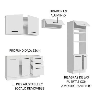 MUEBLE DE COCINA MADESA AGATA 3 CAJONES INTEGRAL 270 CM - 4