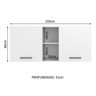 ALACENA MADESA AGATA 150 CM 2 PUERTAS 2 NICHOS CENTRALES - 2