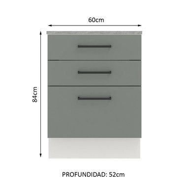 MUEBLE DE COCINA MADESA AGATA 3 CAJONES 60 CM - 2