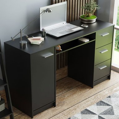 ESCRITORIO DE OFICINA ALASKA + MUEBLE ESTANTE LIBRERO - NEGRO - 4