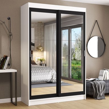 ROPERO MADESA 10972ECB TOKIO CORREDIZAS ESPEJO 2 PUERTAS 2 CAJONES NEGRO - 2