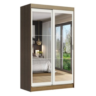 ROPERO TOKIO 2 PUERTAS CORREDIZAS CON ESPEJOS - MARRÓN/BLANCO