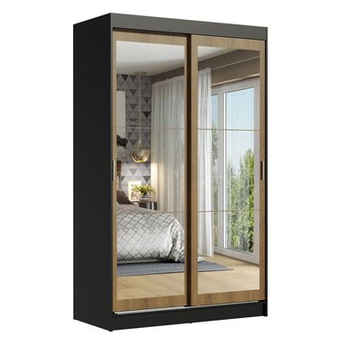 ROPERO TOKIO 2 PUERTAS CORREDIZAS CON ESPEJOS - NEGRO/MARRÓN