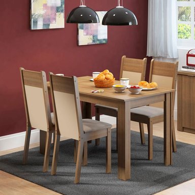 JUEGO COMEDOR MADESA 4 SILLAS CREMA HAVANA MESA TAPA MADERA