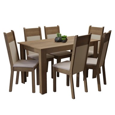 JUEGO DE COMEDOR MEDELIN CON 6 SILLAS - MARRÓN/CREMA/BEIGE