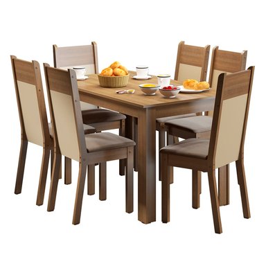 JUEGO DE COMEDOR HONDURAS CON 6 SILLAS - MARRÓN/BEIGE