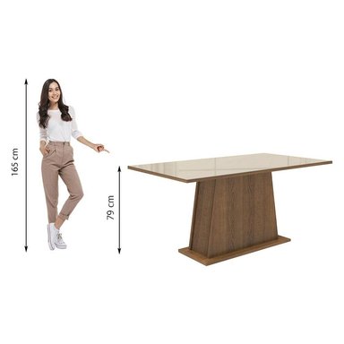 MESA DE COMEDOR MADESA 53647G2VI MADERA Y CRISTAL CREMA 167X97CM CON TABLERO 5364 - 2