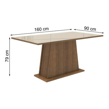 MESA DE COMEDOR MADESA 53647G2VI MADERA Y CRISTAL CREMA 167X97CM CON TABLERO 5364 - 3