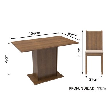 JUEGO DE COMEDOR LEXY CON 4 SILLAS - MARRÓN/BEIGE - 4