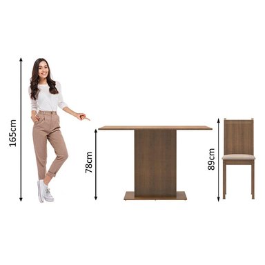 JUEGO DE COMEDOR LEXY CON 4 SILLAS - MARRÓN/BEIGE - 5