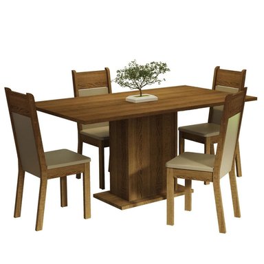 JUEGO DE COMEDOR ELISA CON 4 SILLAS CREMA/MARRON/BEIGE