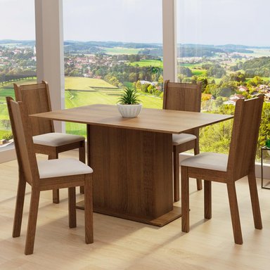 JUEGO DE COMEDOR LUANA CON 4 SILLAS - MARRÓN/BEIGE - 2