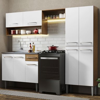 MUEBLE DE COCINA INTEGRAL EMILLY 229 CM CON LAVADERO 10 - MARRÓN/BLANCO - 2