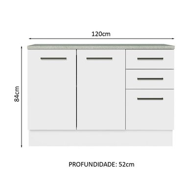 MUEBLE DE COCINA MADESA G2412409AGCT 3 CAJONES AGATA 120CM CON ENCIMERA - 2