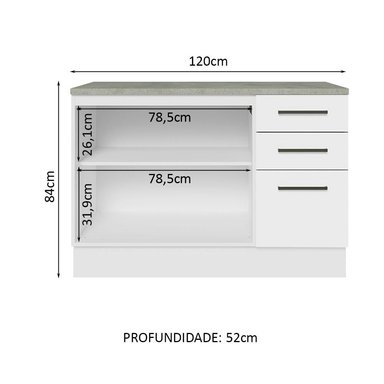 MUEBLE DE COCINA MADESA G2412409AGCT 3 CAJONES AGATA 120CM CON ENCIMERA - 3