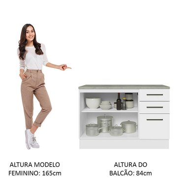MUEBLE DE COCINA MADESA G2412409AGCT 3 CAJONES AGATA 120CM CON ENCIMERA - 6