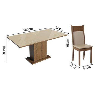 JUEGO DE COMEDOR GRETA CON 4 SILLAS - CREMA/MARRÓN/BEIGE - 3