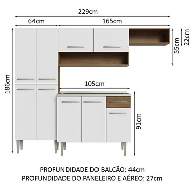 COCINA INTEGRAL MADESA GREM229012 1 CAJÓN 229CM CON FREGADERO MARRON/BLANCO EMILLY 12 - 3