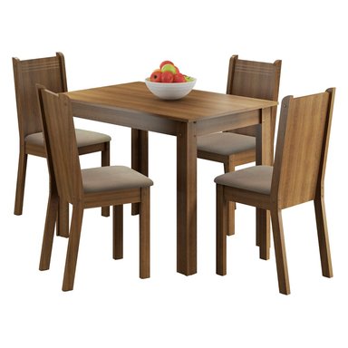 JUEGO DE COMEDOR RUTE CON 4 SILLAS - MARRÓN/BEIGE