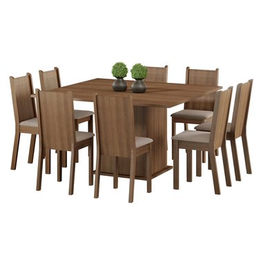 JUEGO DE COMEDOR CLARICE CON 8 SILLAS - MARRÓN/BEIGE