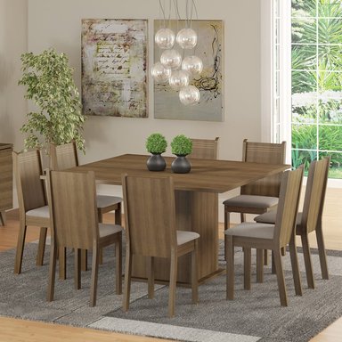 JUEGO DE COMEDOR CLARICE CON 8 SILLAS - MARRÓN/BEIGE - 2