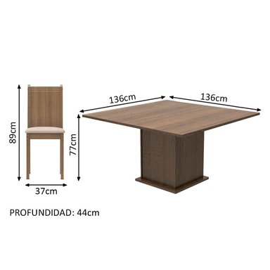 JUEGO DE COMEDOR CLARICE CON 8 SILLAS - MARRÓN/BEIGE - 3