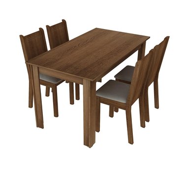 JUEGO DE COMEDOR ROSIE CON 4 SILLAS - MARRÓN/BEIGE