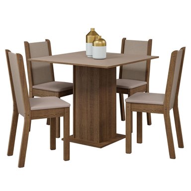 JUEGO COMEDOR MADESA MDJA0401627GBE 4 SILLAS CREMA BRIANA MARRON SINTETICO BEIGE