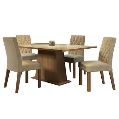 JUEGO COMEDOR MADESA MDJA0401457GSIM 4 SILLAS CREMA ARYELI MARRON IMPERIAL