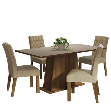 JUEGO COMEDOR MADESA MDJA0401497GSM 4 SILLAS CREMA ASHLEY MARRON IMPERIAL