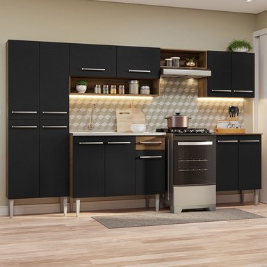 MUEBLE DE COCINA INTEGRAL EMILLY 293 CM CON LAVADERO 08 - MARRÓN/NEGRO - 2