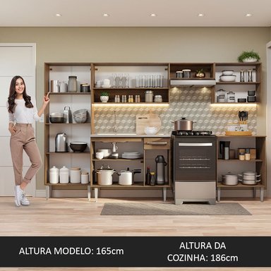 MUEBLE DE COCINA INTEGRAL EMILLY 293 CM CON LAVADERO 08 - MARRÓN/NEGRO - 5