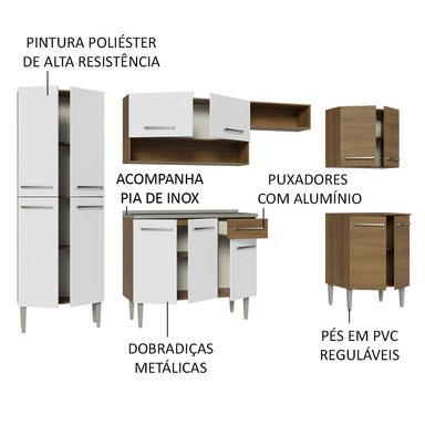 COCINA INTEGRAL MADESA GREM293008 1 CAJÓN 293CM CON FREGADERO MARRON/BLANCO EMILLY 08 - 4