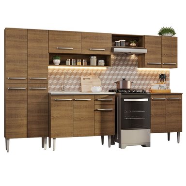 COCINA INTEGRAL MADESA GREM293008 1 CAJÓN 293CM CON FREGADERO MARRON/BLANCO EMILLY 08