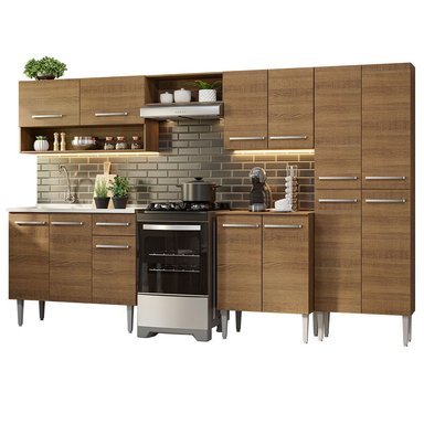 MUEBLE DE COCINA INTEGRAL EMILLY 293 CM CON LAVADERO 09 - MARRÓN