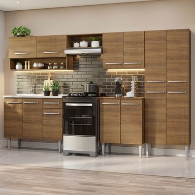 MUEBLE DE COCINA INTEGRAL EMILLY 293 CM CON LAVADERO 09 - MARRÓN - 2