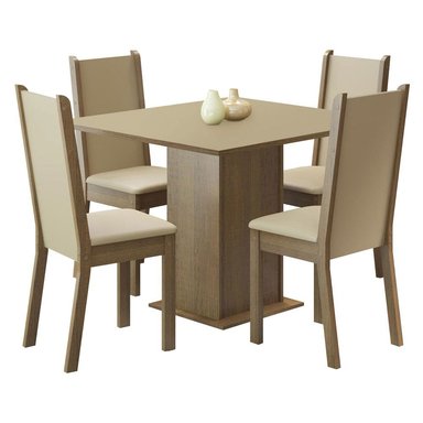 JUEGO COMEDOR MADESA MDJA0400217GPER 4 SILLAS MARRÓN ALANA MESA TAPA MADERA