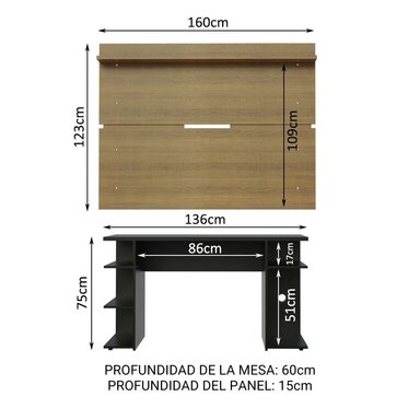 ESCRITORIO GAMER MADESA MDFC020002D8 201 CM X 80.7 CM + PANEL PARA TV HASTA 65 PULGADAS - 2